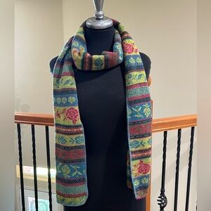 Flomax FAIR ISLE VIRGIN WOOL, MULTICOLORED FLORAL, MADE IN GERMANY SCARF: